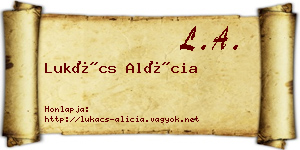 Lukács Alícia névjegykártya